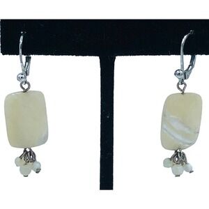 Mother of Pearl Sea Shell Faceted Bead Drop Dangle Earrings Jewelry